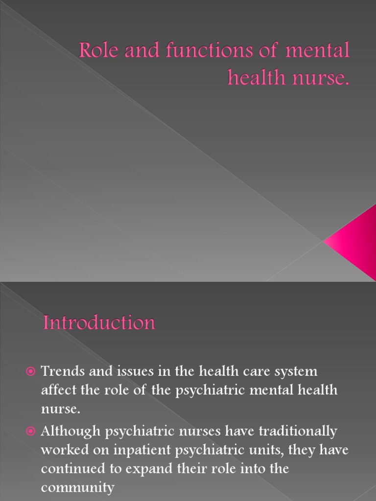 Evolving Roles of Psychiatric Nurses | PDF | Psychiatric And Mental ...