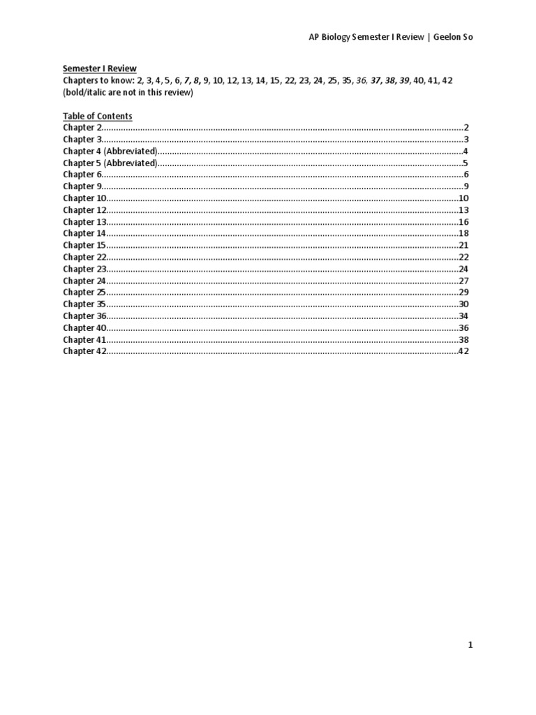AP Biology Semester 1 Review PDF Meiosis Mitosis