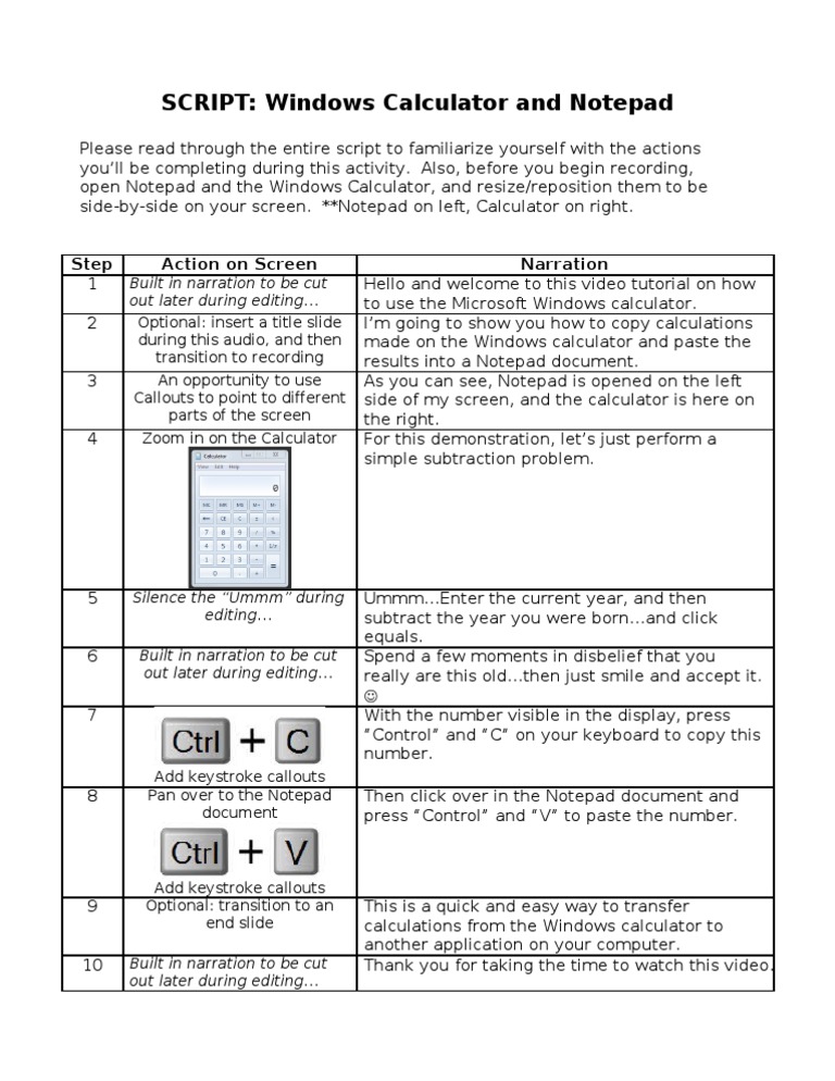 Using Calculator with Notepad | PDF