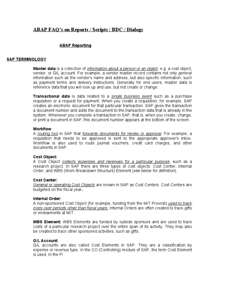 Abap Faq | PDF | Subroutine | Parameter (Computer Programming)