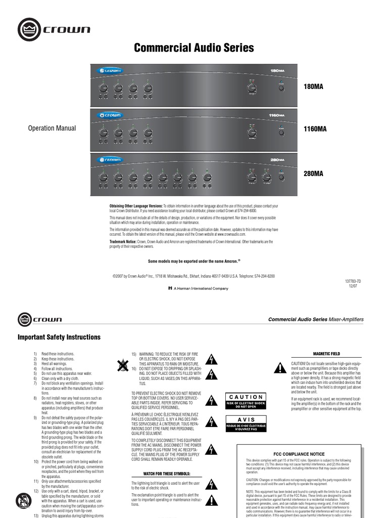 Manual Crown | Amplifier | Electromagnetic Compatibility
