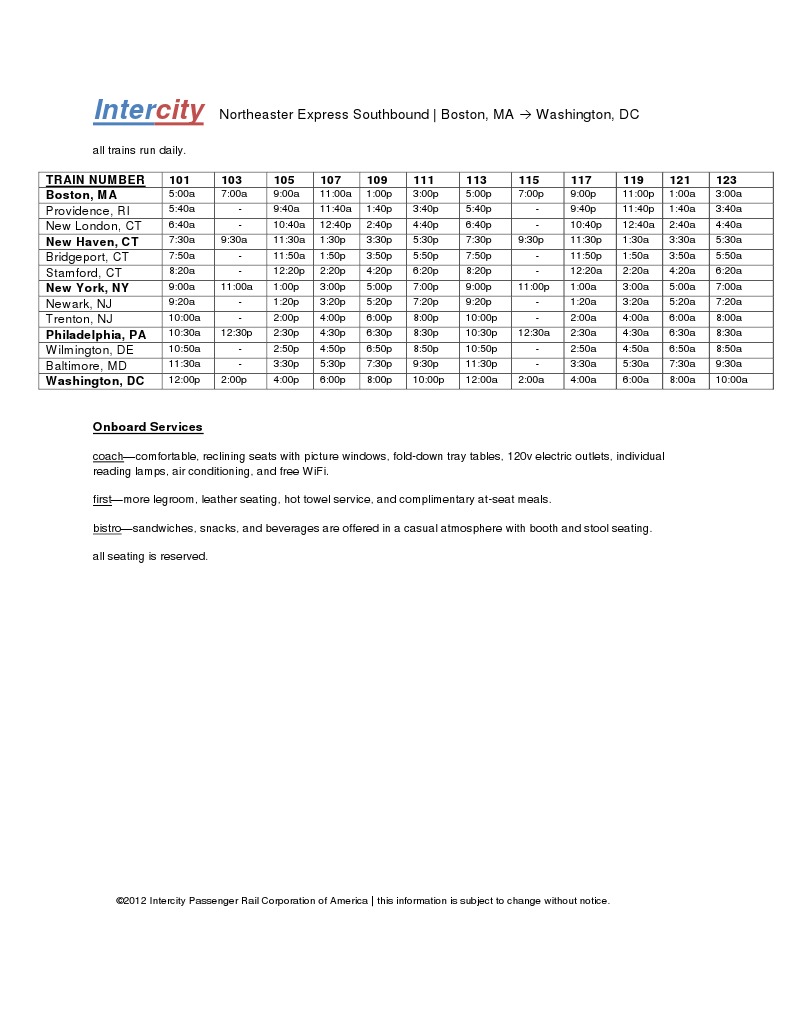 Northeastern Express Train Schedule | PDF