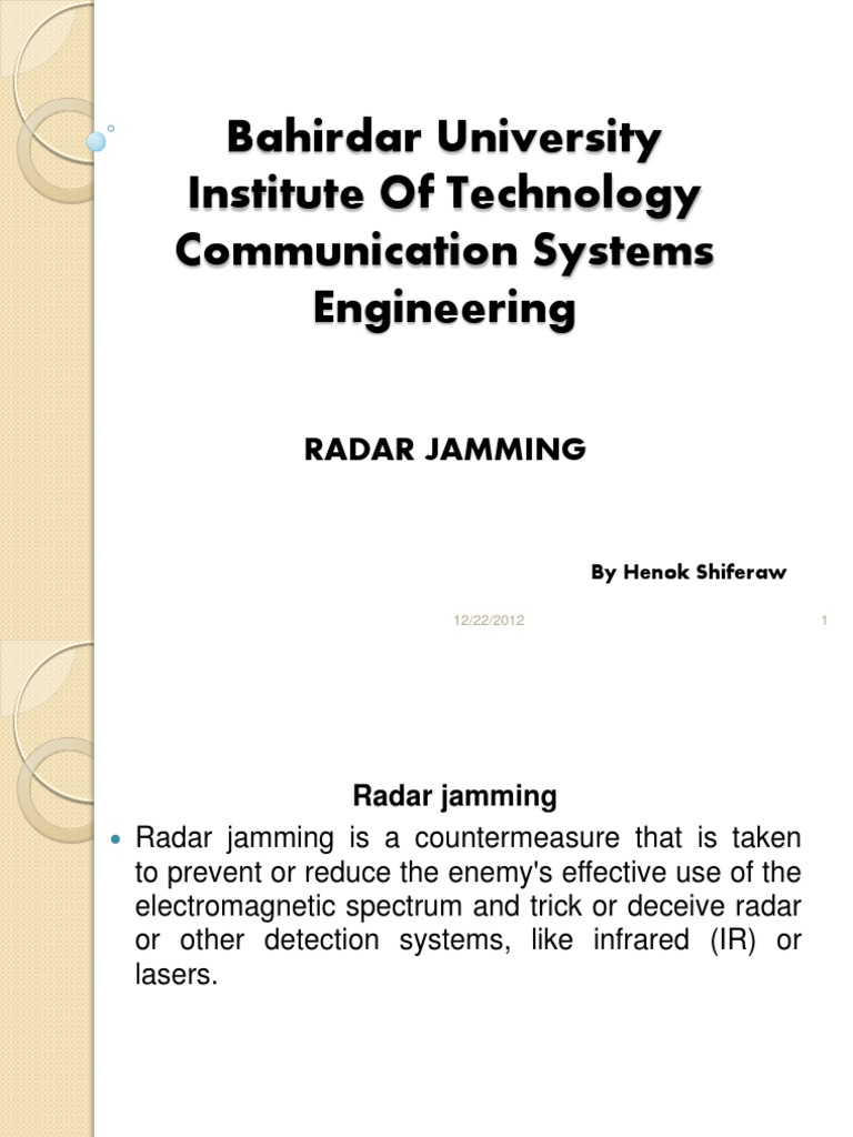 Radar Jamming PDF Radar Signal To Noise Ratio