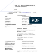 Curriculum Vitae of Sr. Hospital Pharmacist Mushtaq Ahmad Butta