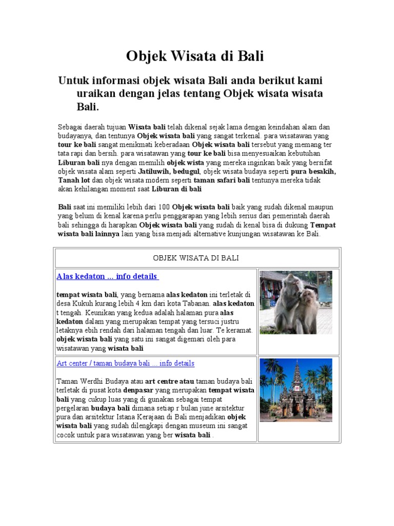Objek Wisata Di Balidoc