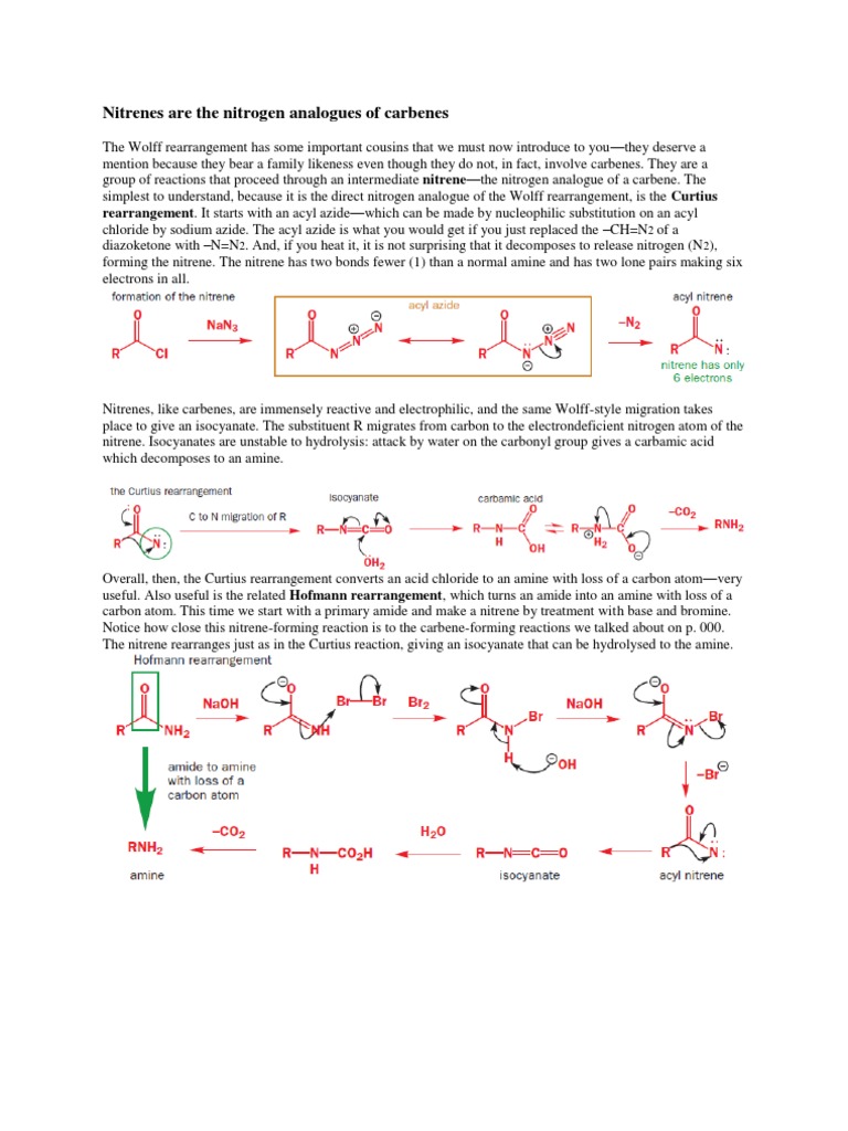 Nitrenes and Curtius Rearrangement | PDF | Organic Reactions | Unit ...