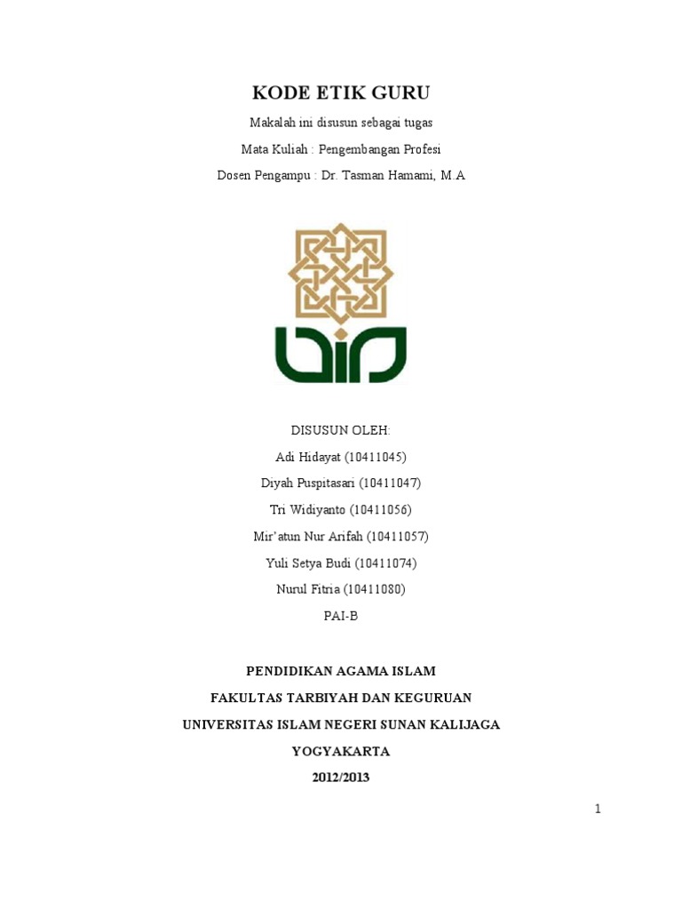 Makalah Kode Etik Guru