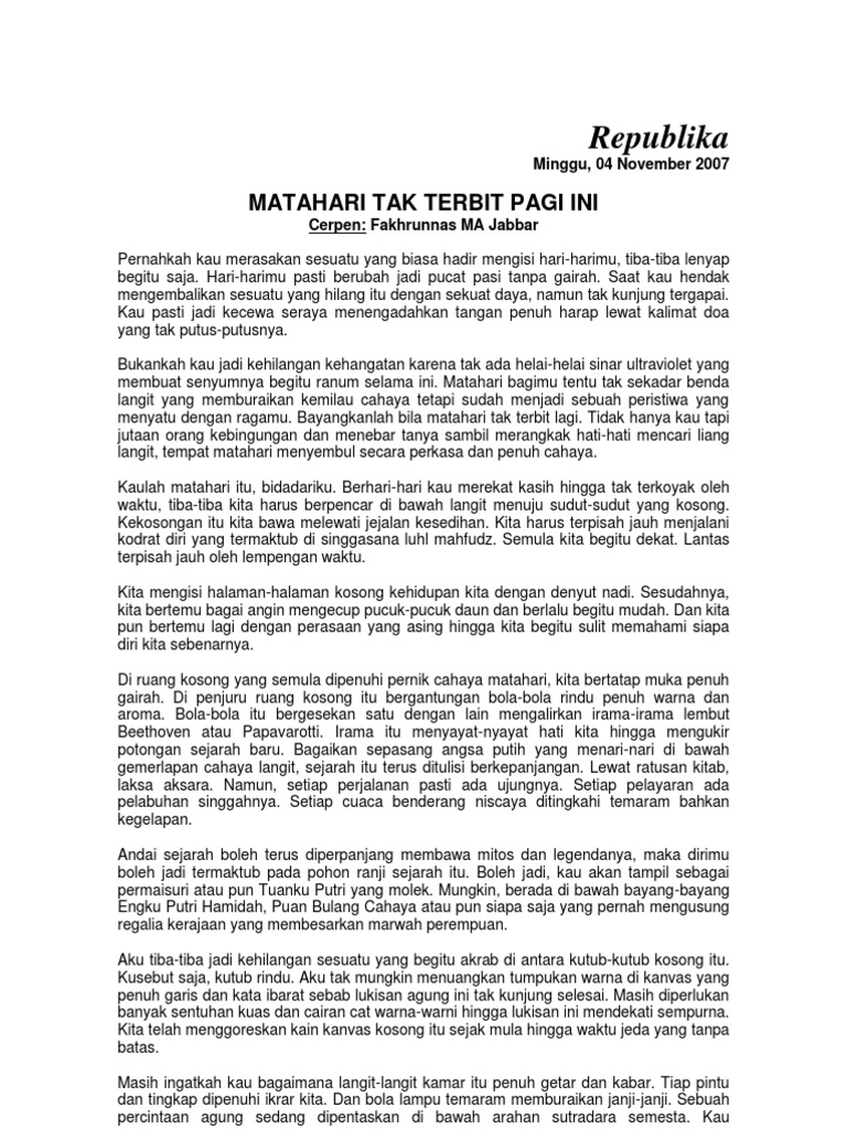 Matahari Tak Terbit Pagi Ini Fakhrunnas Ma Jabbar Pdf