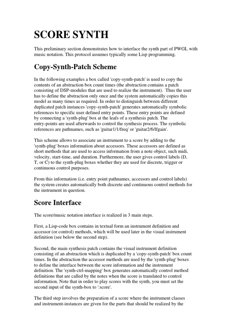 Score Synth PDF Synthesizer Computer Programming