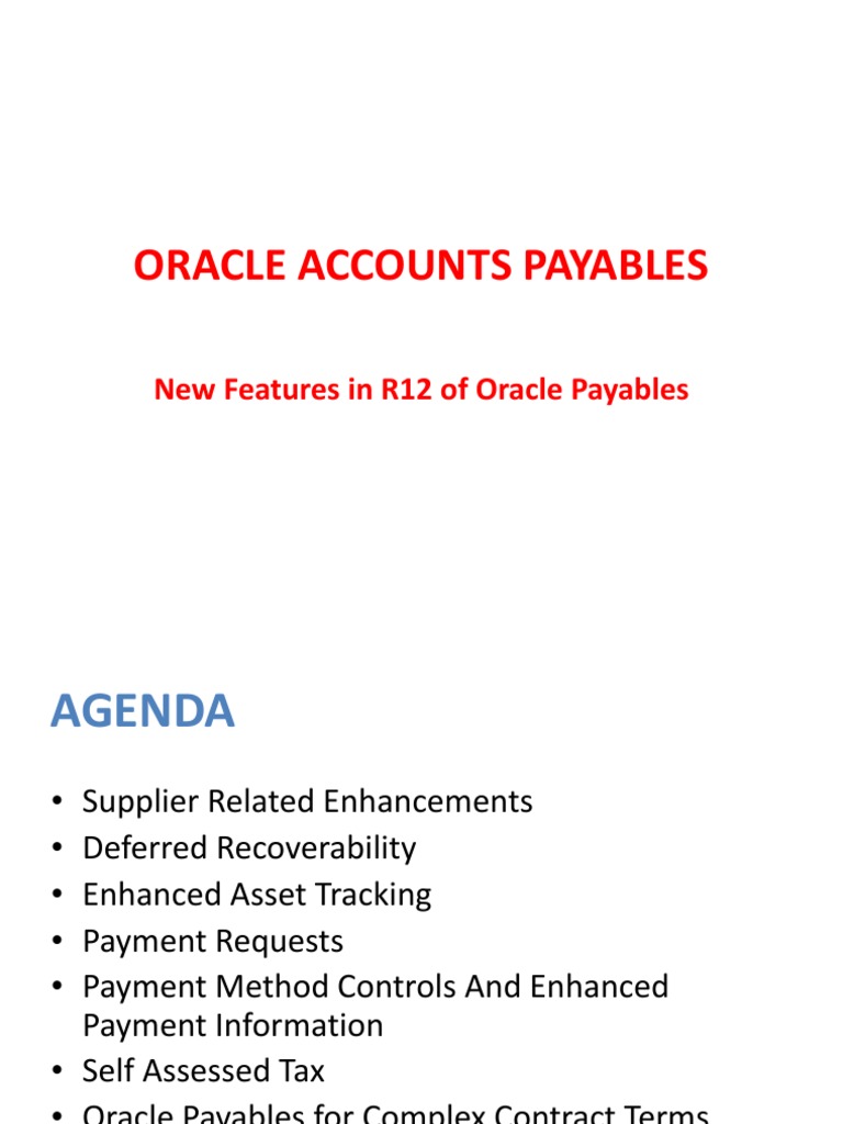 New Features in R12 Oracle Payables PDF Accounts Payable Payments