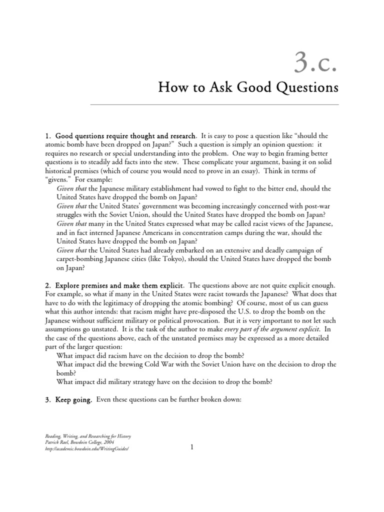 Crafting Effective Historical Questions | PDF | Military Strategy ...