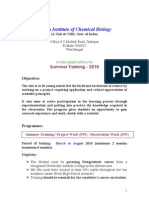 Indian Institute of Chemical Biology: Summer Training 2010