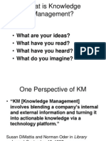 What Is Knowledge Management?: - What Are Your Ideas? - What Have You Read? - What Have You Heard? - What Do You Imagine?