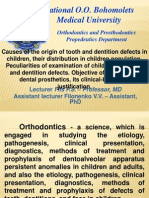 National O.O. Bohomolets Medical University Orthodontics and Prosthodontics Propedeutics Department