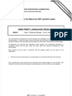 0500 First Language English: MARK SCHEME For The May/June 2007 Question Paper