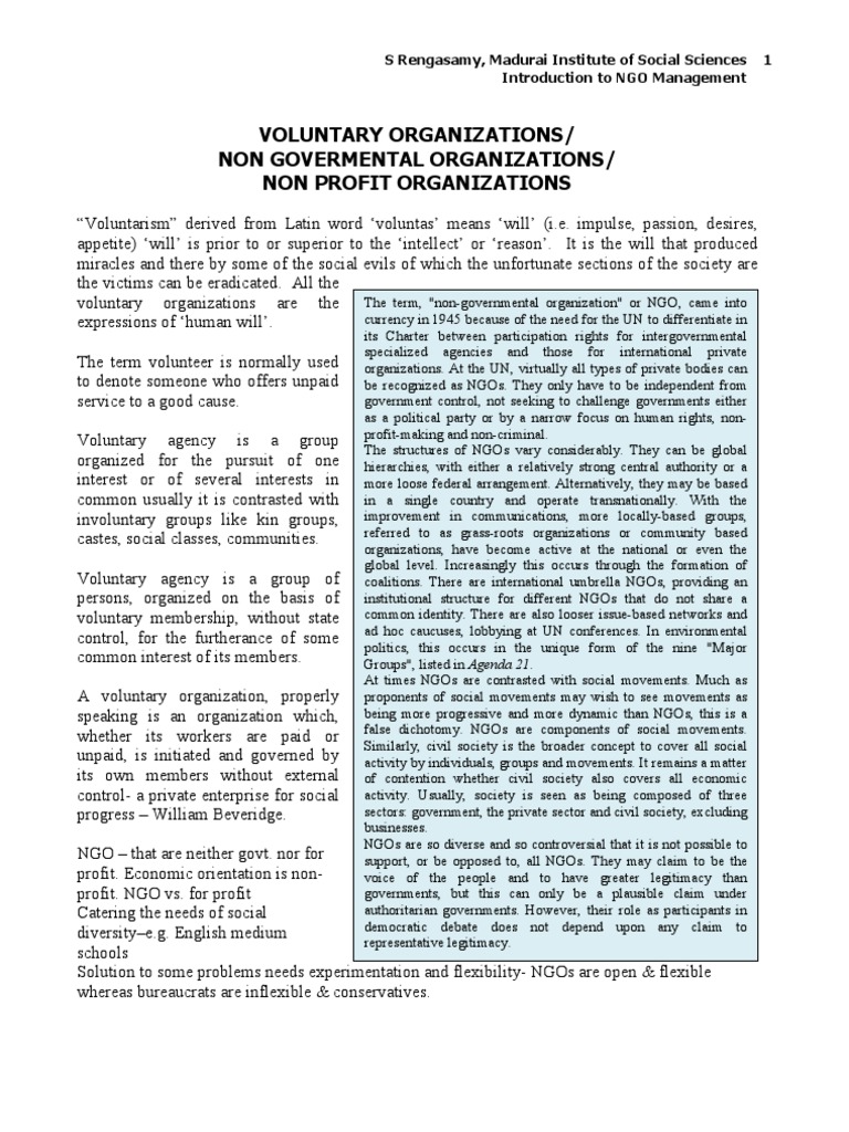 Introduction to NGO Management | PDF | Subsidy | Non Governmental ...
