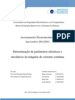 Determinação de Parâmetros Eléctricos e Mecânicos Da Máquina de Corrente Contínua