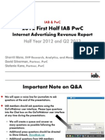 2012 First Half Iab PWC: Internet Advertising Revenue Report