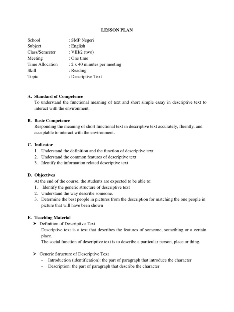 Lesson Plan Reading | PDF | Lesson Plan | Subject (Grammar)