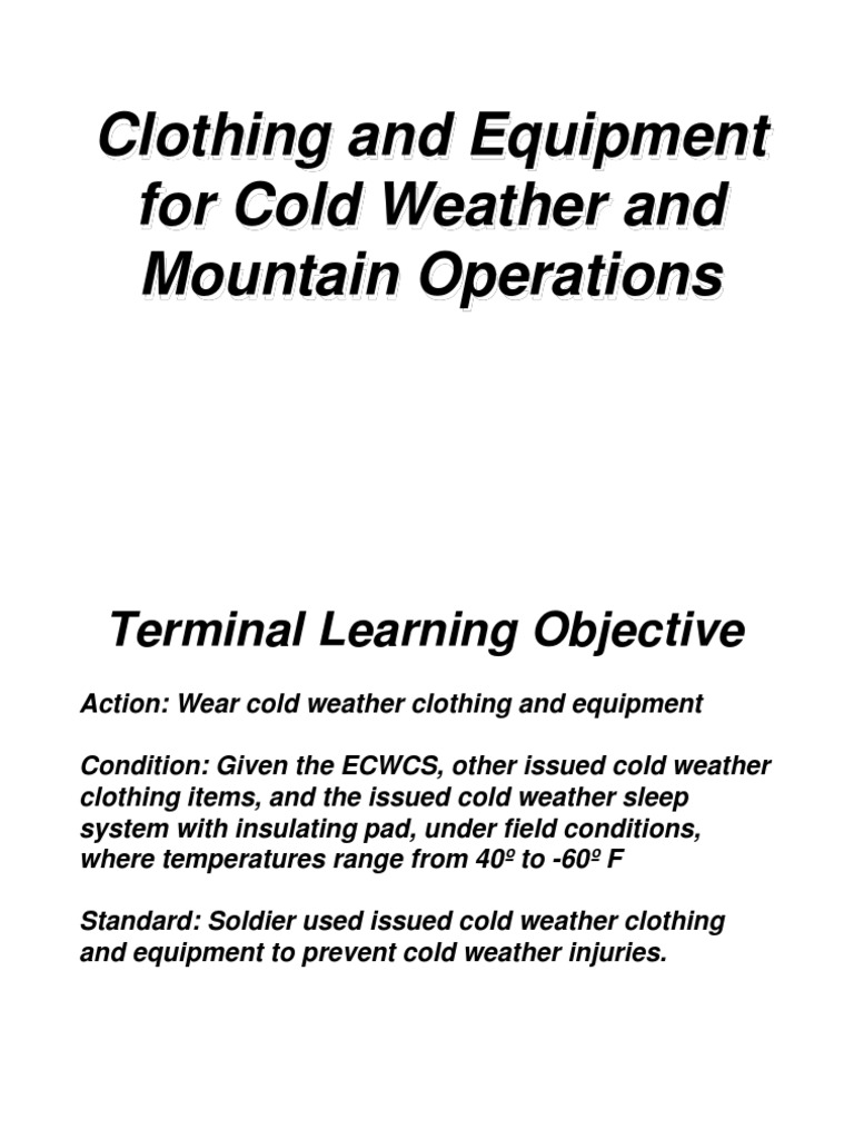 Cold Weather Clothing Guidelines | PDF | Clothing | Thermal Insulation
