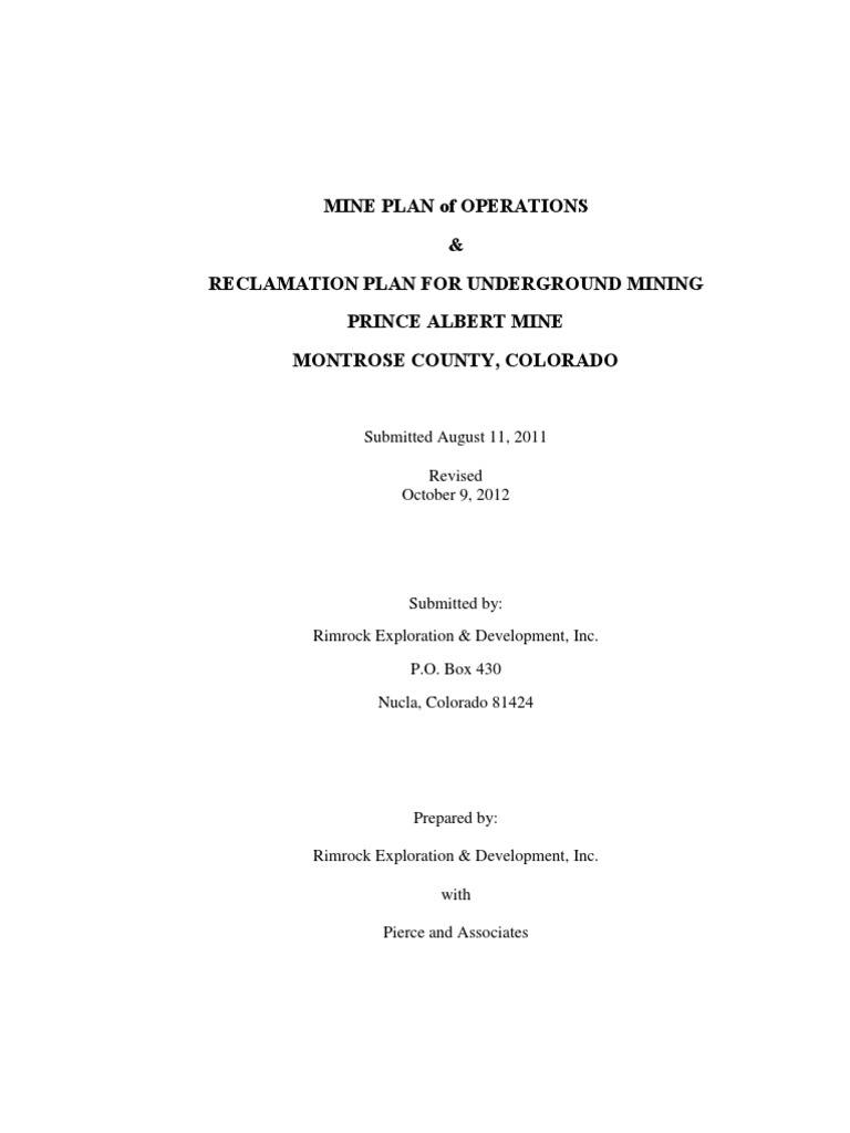 Prince Albert Mine Operations Plan | PDF | Mining | Surface Runoff