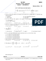 WBJEE 2012 Mathematics Question Paper With Solution