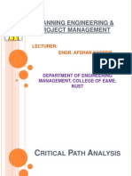 Planning Engineering & Project Management: Lecturer: Engr. Afshan Naseem