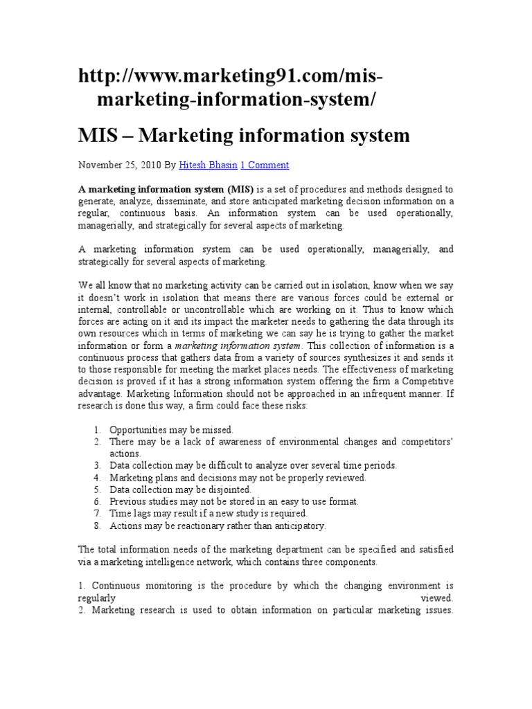 advantages and disadvantages of marketing information system