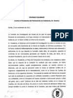 Carta al Presidente del Parlamento de Andalucía