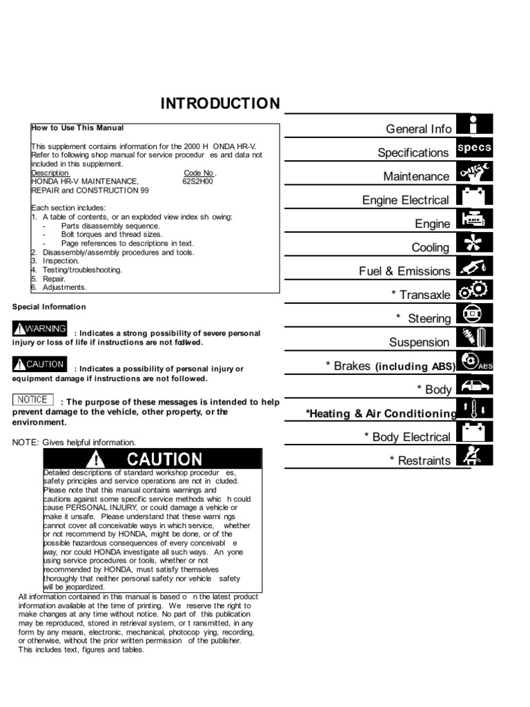 ... Array - honda hrv owner manual airbag transmission mechanics rh scribd  com Array - workshop ...