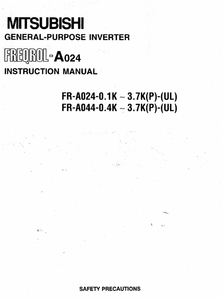 Mitsubishi FR-A024 Inverter Manual | PDF | Power Supply | Power