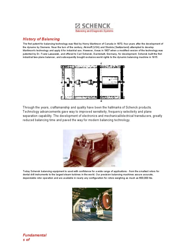 Evolution of Schenck Balancing Technology | PDF | Rotation Around A ...
