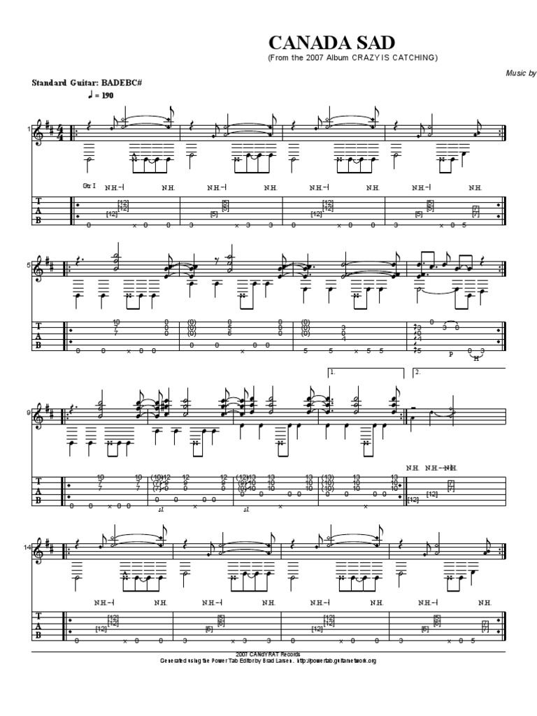 Canada Sad - Power Tab Notation | PDF