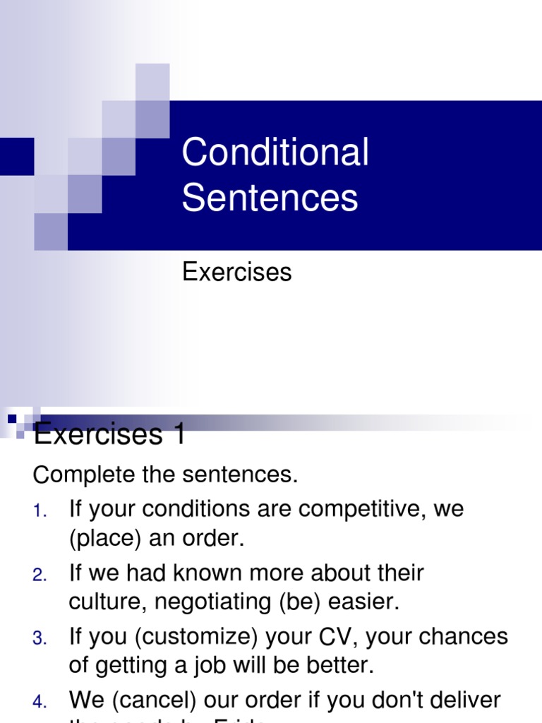 Conditional Sentence Exercises | PDF | Language Arts & Discipline ...