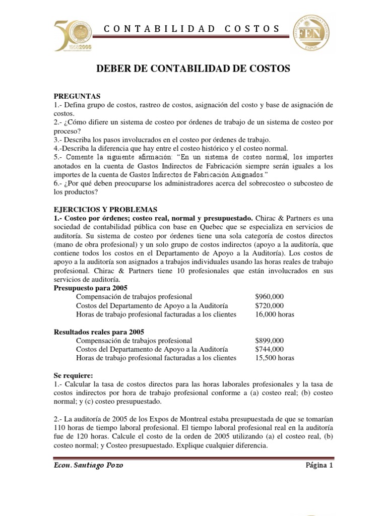 Contabilidad de Costos: Sistemas y Ejercicios | PDF | Costo | Contabilidad