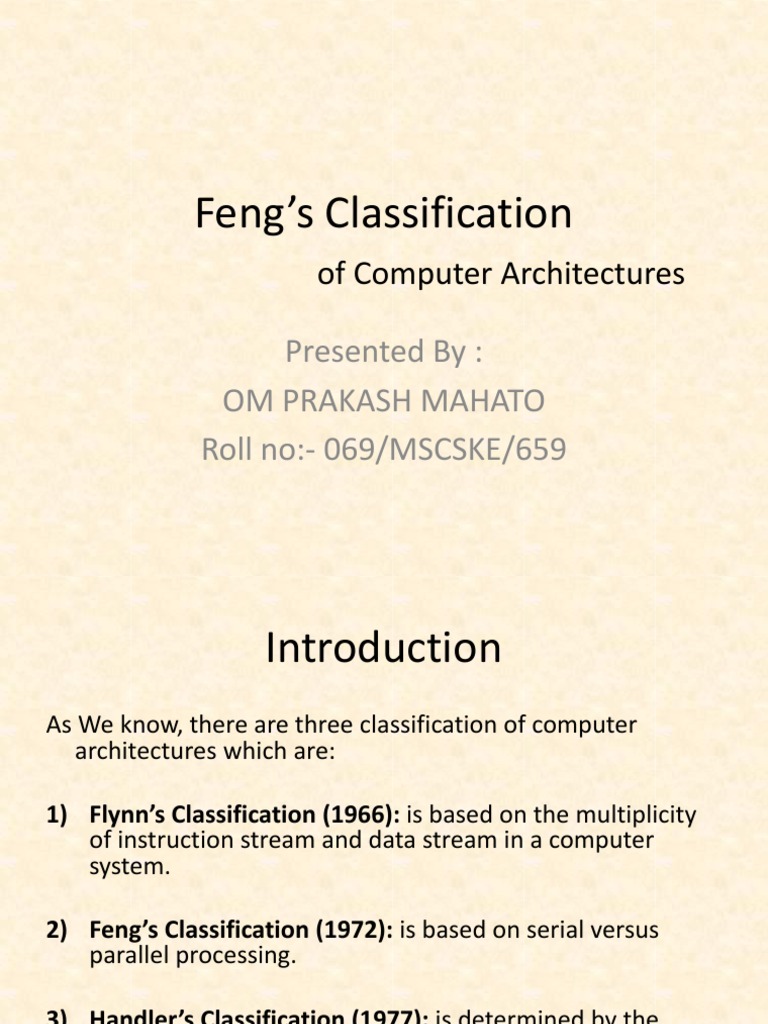 Feng's Classification | PDF | Parallel Computing | Bit