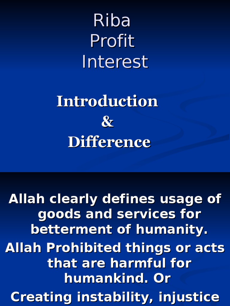 Riba Interest Profit | PDF | Usury | Interest