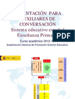 Orientación para Auxiliares de Conversación. Sistema Educativo Espanol. Enseñanza Primaria 2012-2013