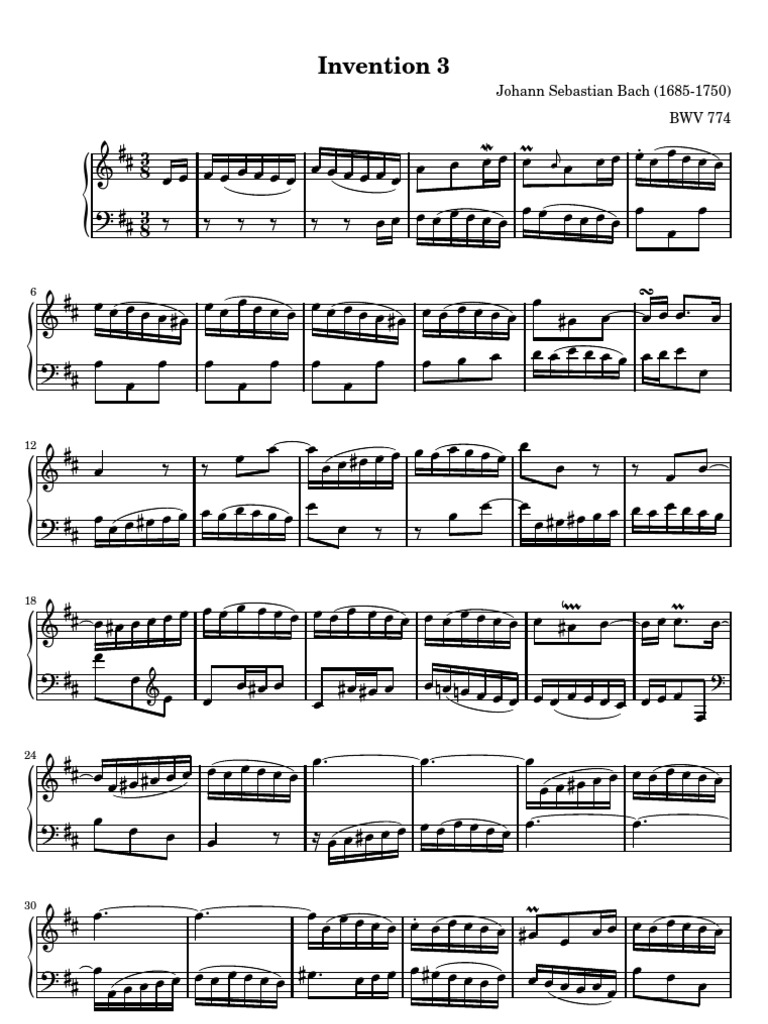 Bach Invention 3 Sheet Music | PDF