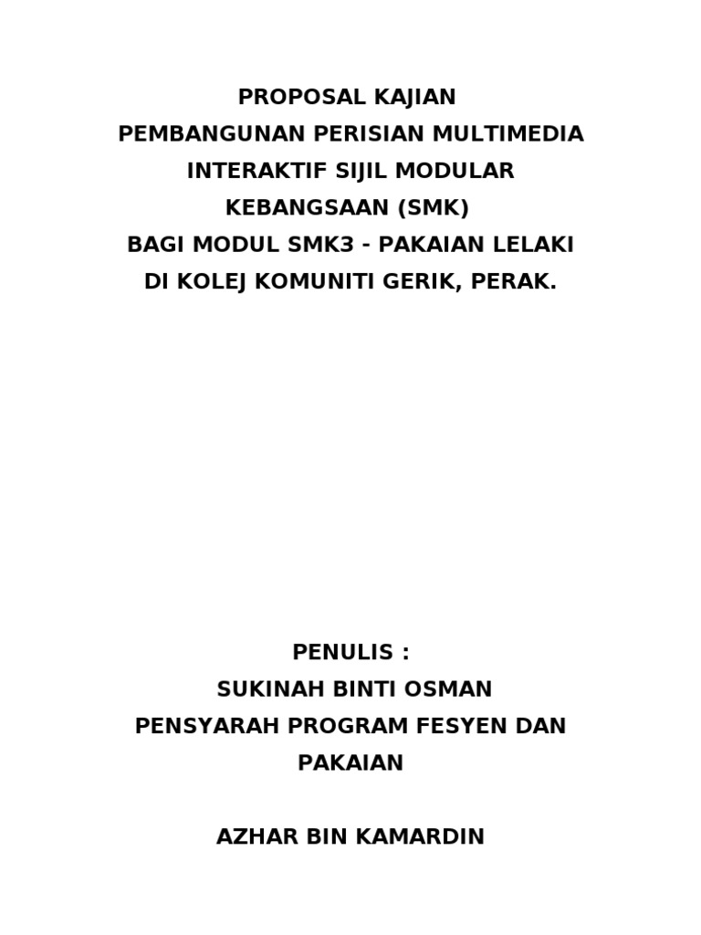 Pengenalan Dan Latar Belakang Proposal Kajian