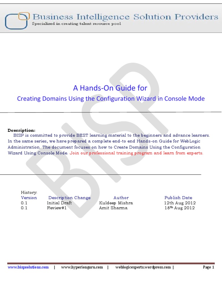 WebLogic 9.2 Domain Creation Guide | PDF | Command Line Interface ...