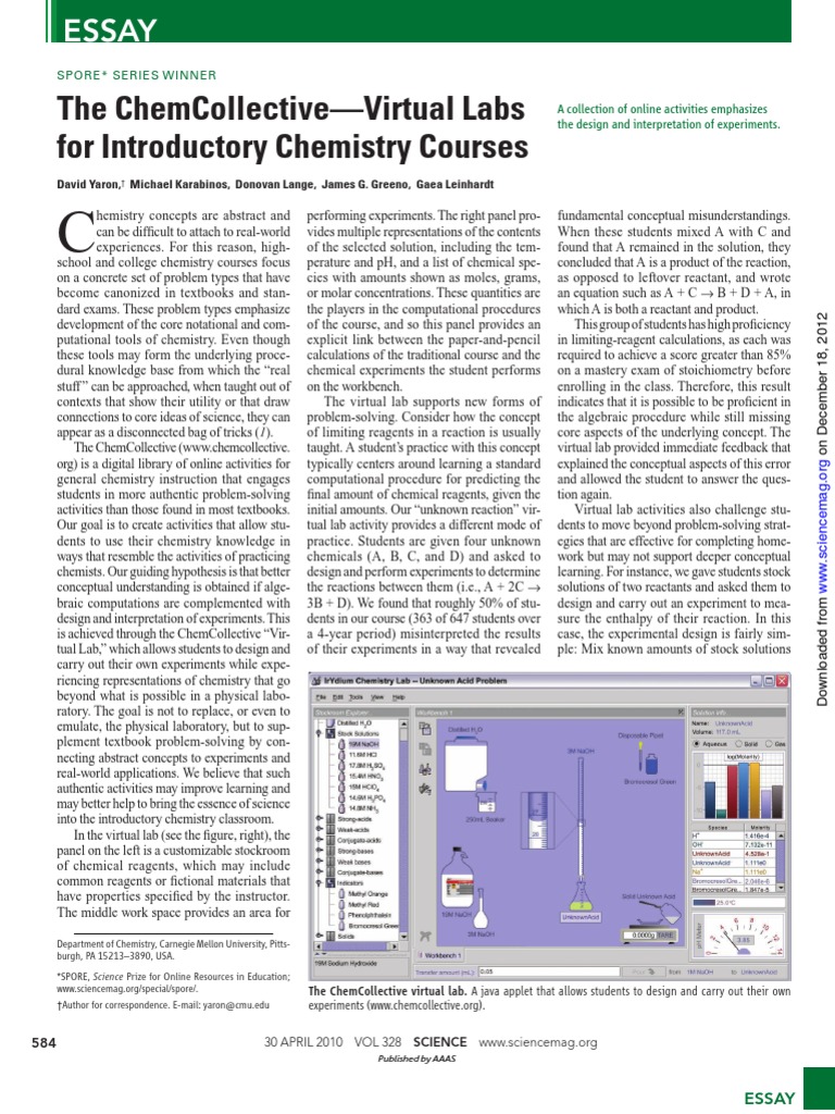 ChemCollective Virtual Labs Overview | PDF | Laboratories | Textbook