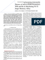 Analysis of Influence of micro-EDM Parameters On MRR, TWR and Ra in Machining Ni-Ti Shape Memory Alloy