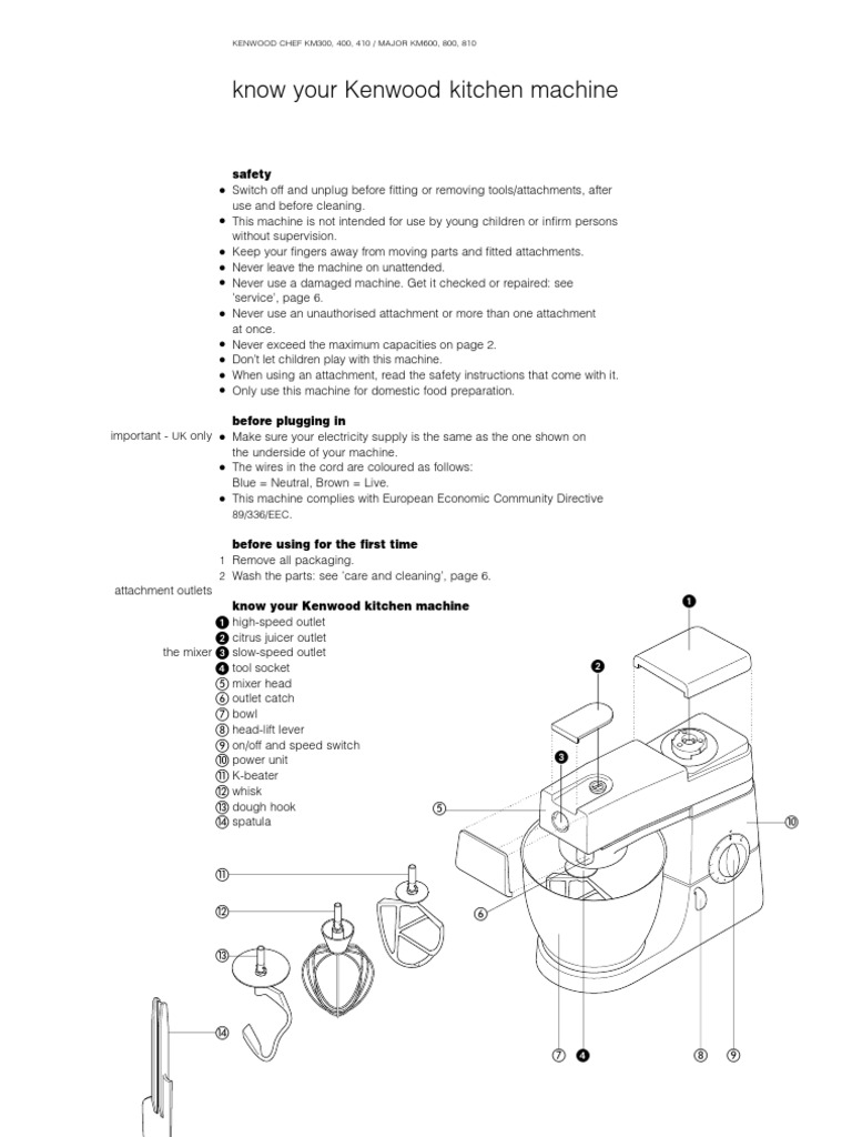 Kenwood Chef KM300, KM400, KM800 English only Mixer (Cooking) Dough