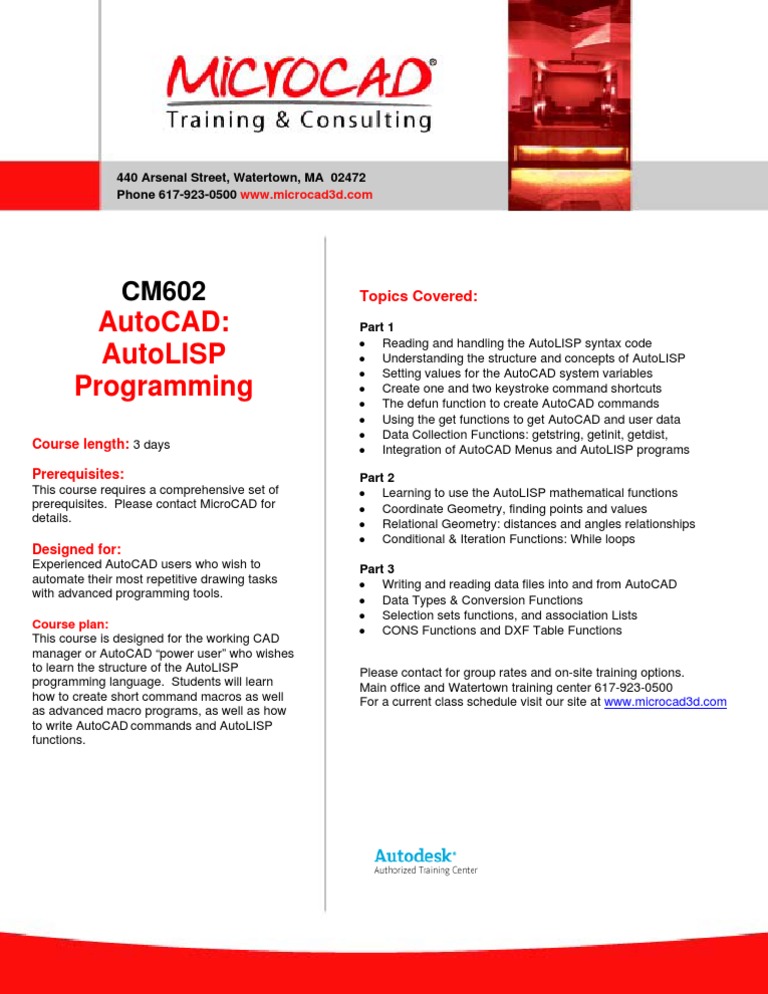 AutoLISP Programming Course Overview | PDF