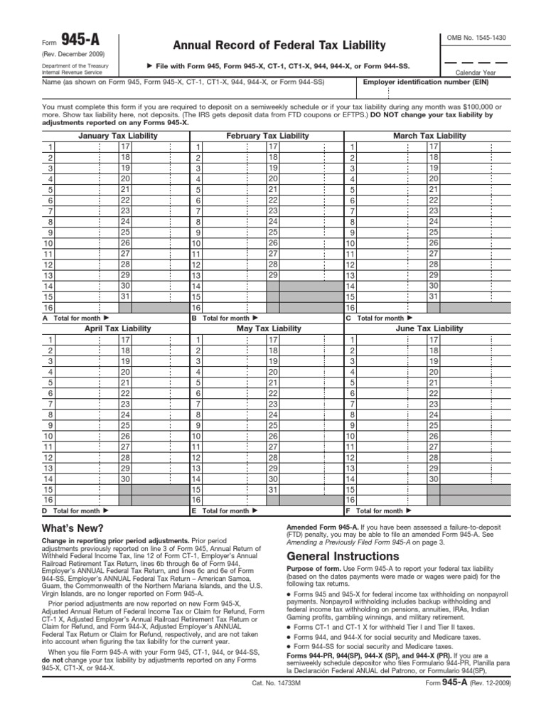 Annual Record of Federal Tax Liability January Tax Liability February