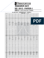 Iitjee Answer Key P 1 All Codes