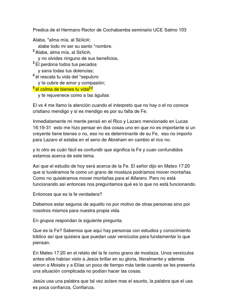 Estudio Sobre La Fe Como Grano de Mostaza PDF Fe