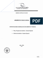 Especificaciones Generales de Documentos Técnicos: Plan y Programa de Auditoría - Examen Especial e Informe de Auditoría - Examen Especial - Lineamiento 003-2011-CG GCAL