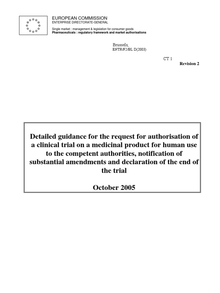 Detailed guidance for requesting authorization of a clinical trial on a ...